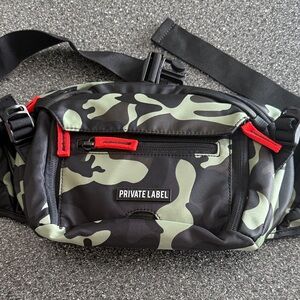 Private Label Camo Belt Bag with Red Accents